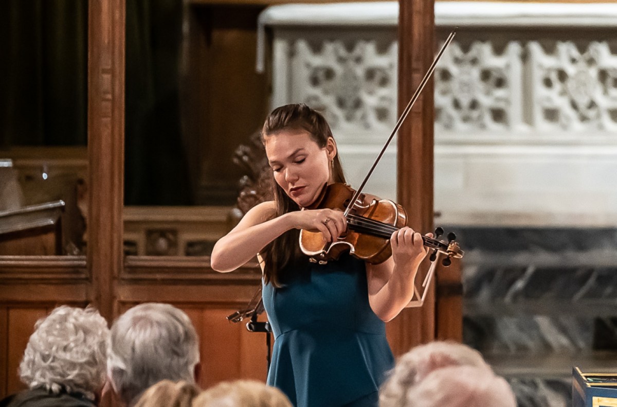 Violinist and Two Moors Festival Artistic Director Tamsin Waley-Cohen. Photo: Clive Barda.