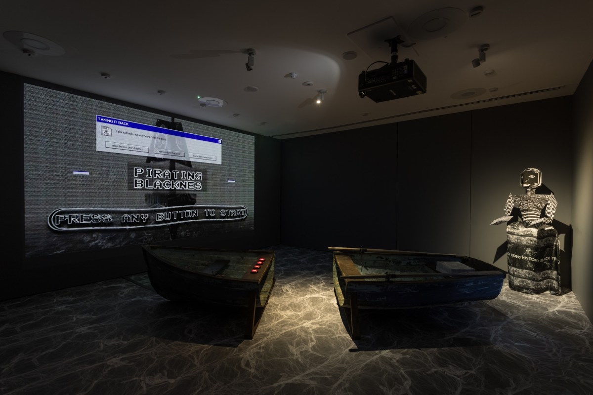 Danielle Brathwaite-Shirley, PIRATING BLACKNESS/BLACK TRANSSEA.COM, 2021, JavaScript game, site-specific installation. Photo: Rob Hill.