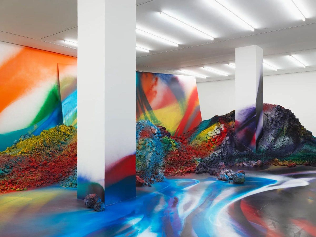 Installation view, Katharina Grosse: I Set Out, I Walked Fast, White Cube Bermondsey, London. Photo: Supplied.