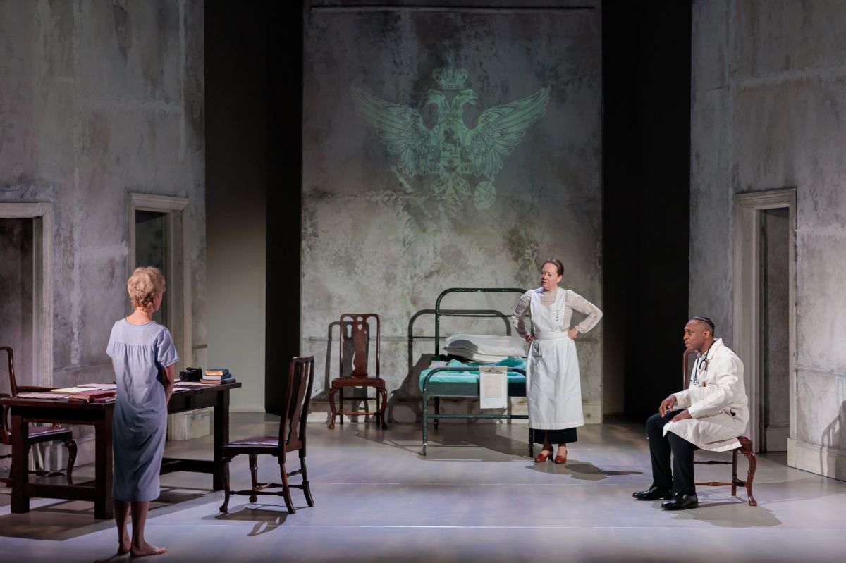 From left, Jenny Seagrove, Rosie Thomson and Ashley D Gayle in The Anastasia File. Photo: Simon Vail.